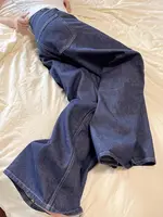 New American women black high street vibe wide-leg jeans for autumn and winter for men and women washed loose straight pants - Image 3