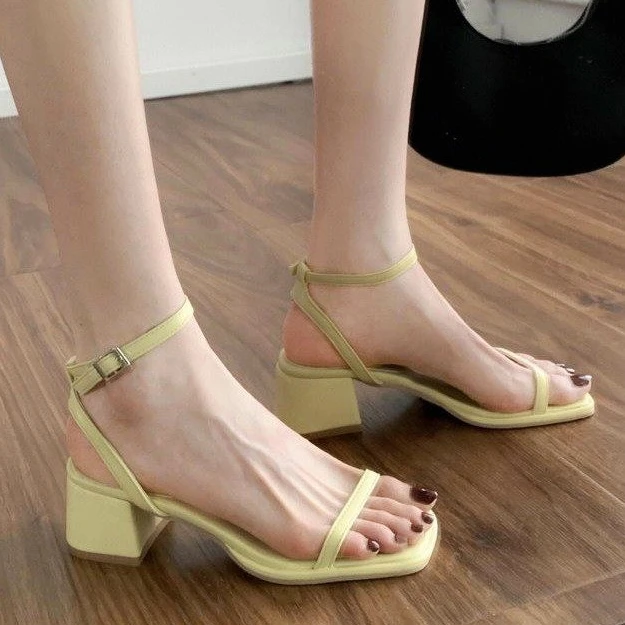 

Сандалии женские на толстом каблуке, Босоножки с открытым носком, модный дизайн, пикантная повседневная обувь для вечеринки, ремешок на щиколотке, лето 2023