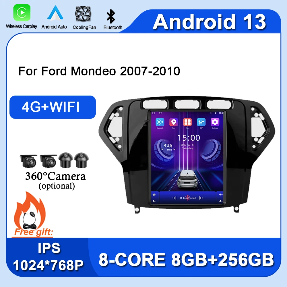 

Автомобильный радиоприемник с экраном 9,7 дюйма, стерео Android 13 для Ford Mondeo 2007, 2008, 2009, 2010, Авторадио Carplay, мультимедийный автомобиль, 4G, Wi-Fi, BT