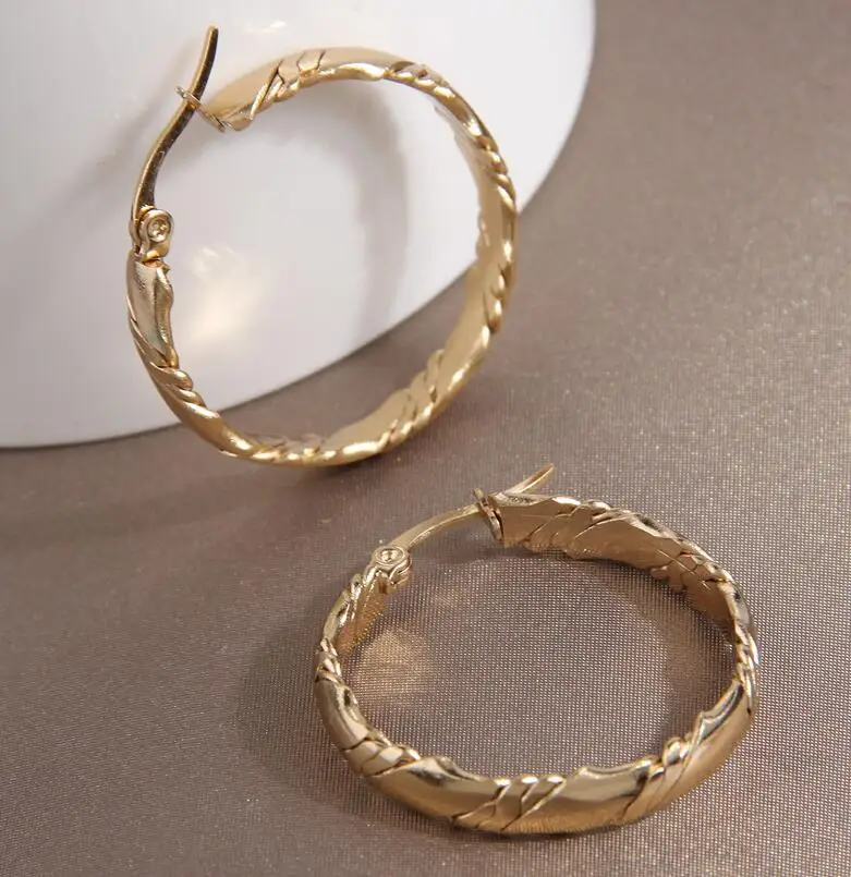 New Arrival Stainless Steel Earrings Gold Color Big Hoop Earrings For Women Bijoux Fashion Women's Hoops 4