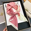 Cherry Blossom Pink Square Scarf Neck Silk Scarves Women Spring Autumn Wrap Hair Strap Bandannas Hijabs Ladies Decorative Shawl 1