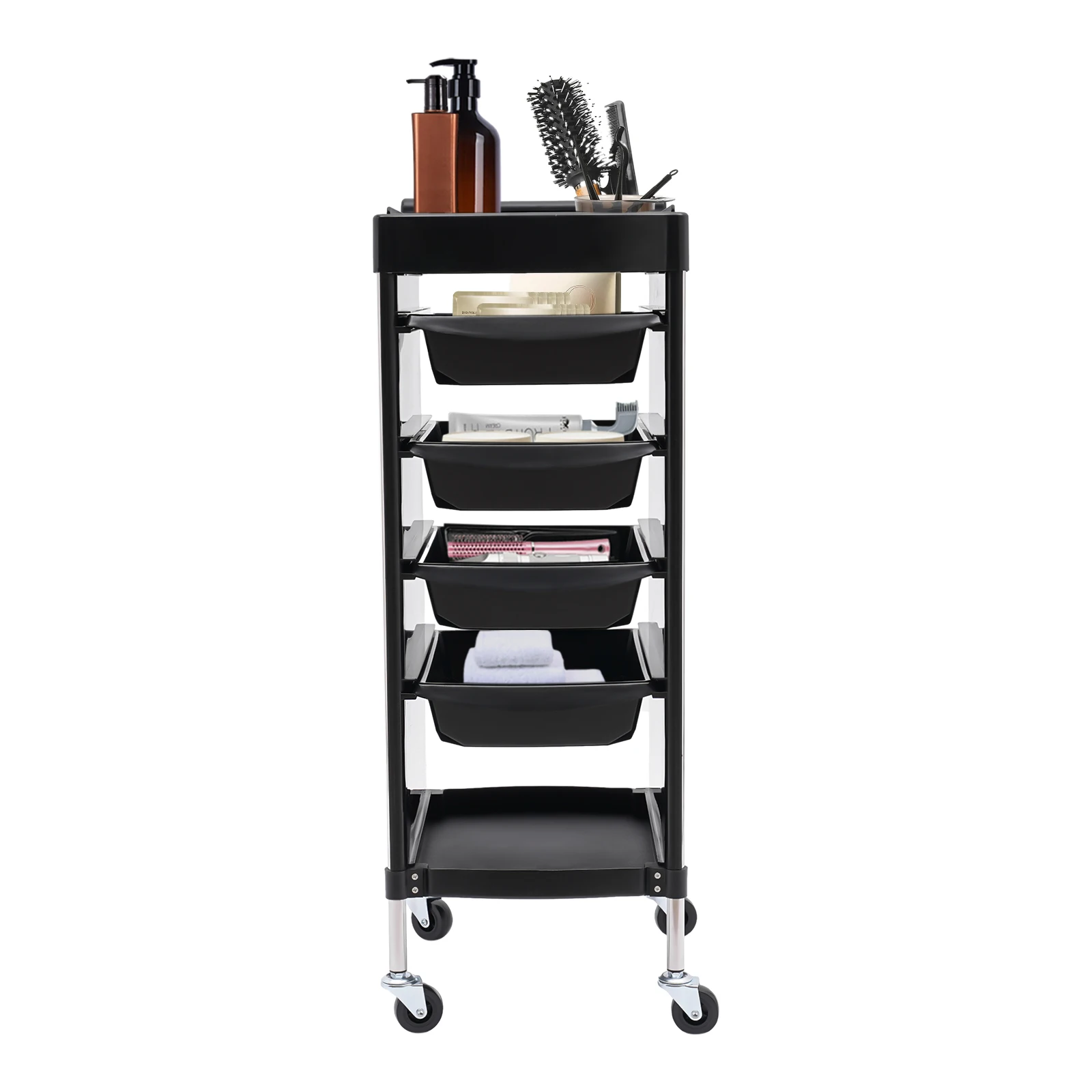 6-Story Drawer Style Multifunctional Hair Storage Rack, Hair Tool Cart, Salon Hairstylist Exclusive-Black