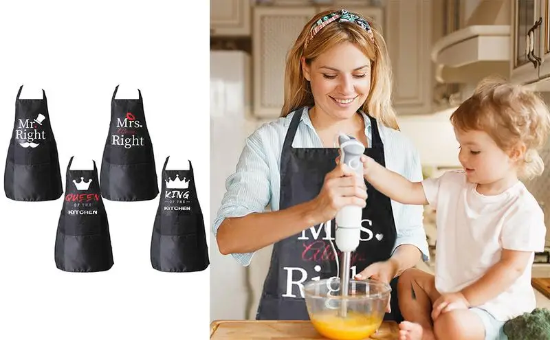 

Кухонные фартуки Mr и Mrs, 2 шт., фартуки для выпечки, прочные водостойкие Смешные фартуки для пар, свадебные домашние принадлежности на годовщину