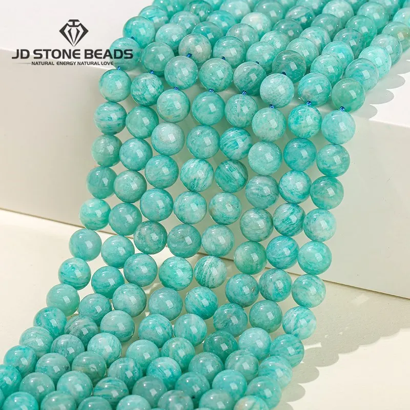 Natural Stone Amazonite Blue Green Beads Round Loose Spacer Gemstone Bead For jewelry Making Diy Bracelet Necklace Accessory