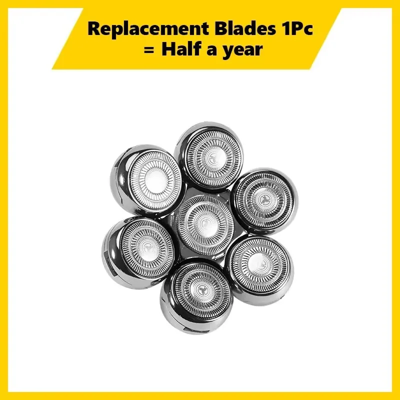 Electric Shaver Head Replacement Cutter Head For Electric Shaver Razor For Men Beard Trimmer Wet and Dry 7D Floating Heads Blade 1/2/3/4pcs