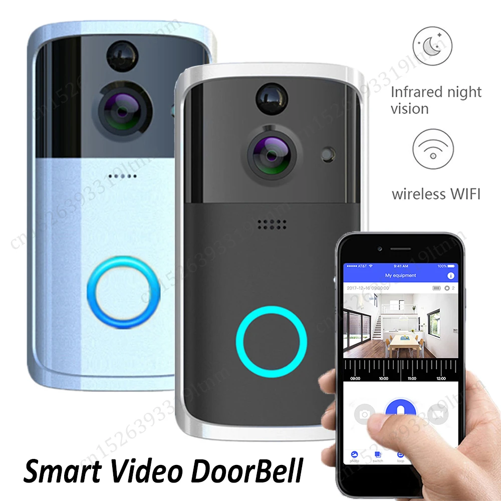 Smart-Video-DoorBell-WiFi-Visual-Doorbell-720P-HD-166-Wide-angle-Door ...