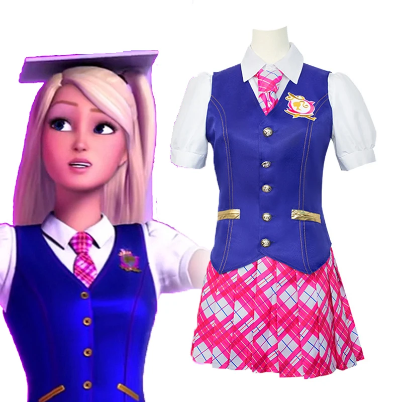 

Devin Delancy Cospaly Anime Princess Charm School Costume Lovely Tie School Uniform Daily Party Vest Shirt Skirt Suit For Women