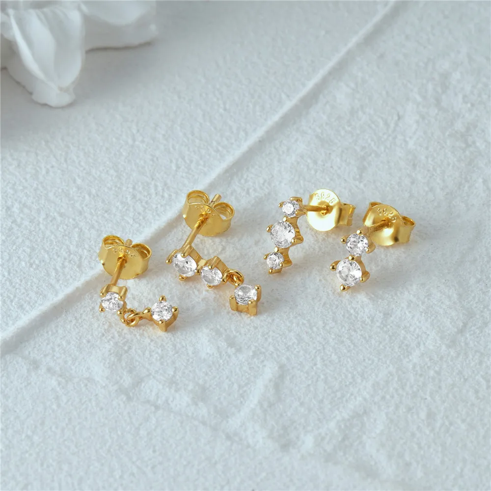 3PCS Casual Cubic Zircon Tassel Hanging Stud Earrings Set for Women Girls Dainty Zircons Tiny Piercing Ear Helix Jewelry Gifts 6