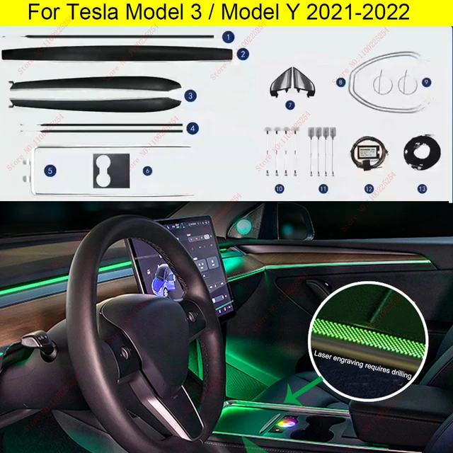 Car Interior Ambient Neon Lights Atmosphere Light Center Console Dashboard  For Tesla Model 3 Model Y 2020 2021 2022 - Decorative Lamps & Strips -  AliExpress