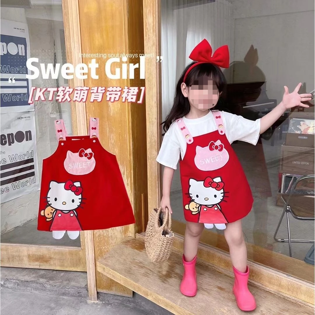 Sanrio-Girl-s-Short-Skirt-2022-New-Hello-Kitty-Kawaii-Cat-Suspender ...