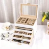 Jewelry Box 5-Layer Organizer Box with Glass Lid Brass Gold White Heart Shaped Storage Box Necklace Earrings Ring Bracelets Gift 4