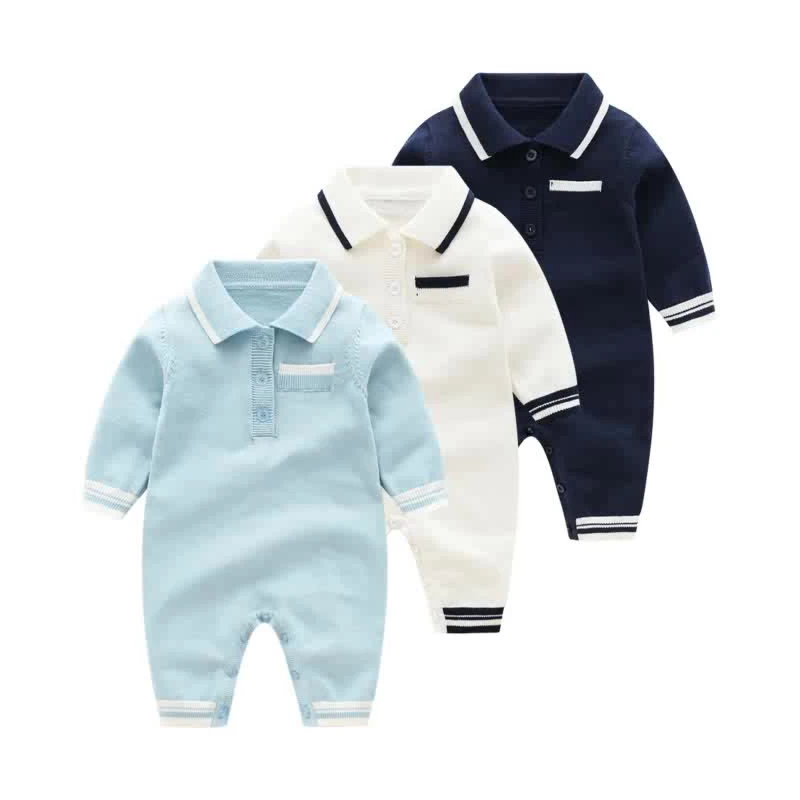 

Baby Boys Rompers Autumn Newborn Infant Cotton Knitted Jumpsuits Outfits Winter Turtle Neck Long Sleeve Toddler Overalls Clothes