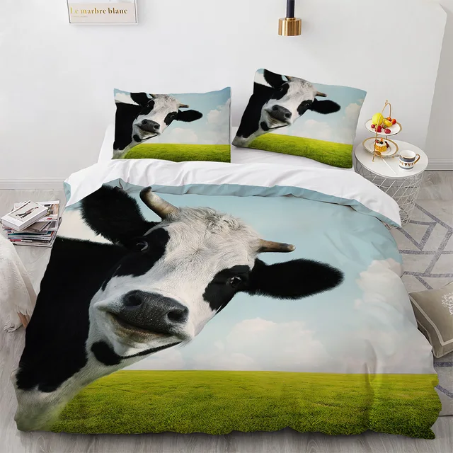 Highland Cow Bedspread Coverlet Set - King Size, Quilted Buffalo Check, Farmhouse Animal Print