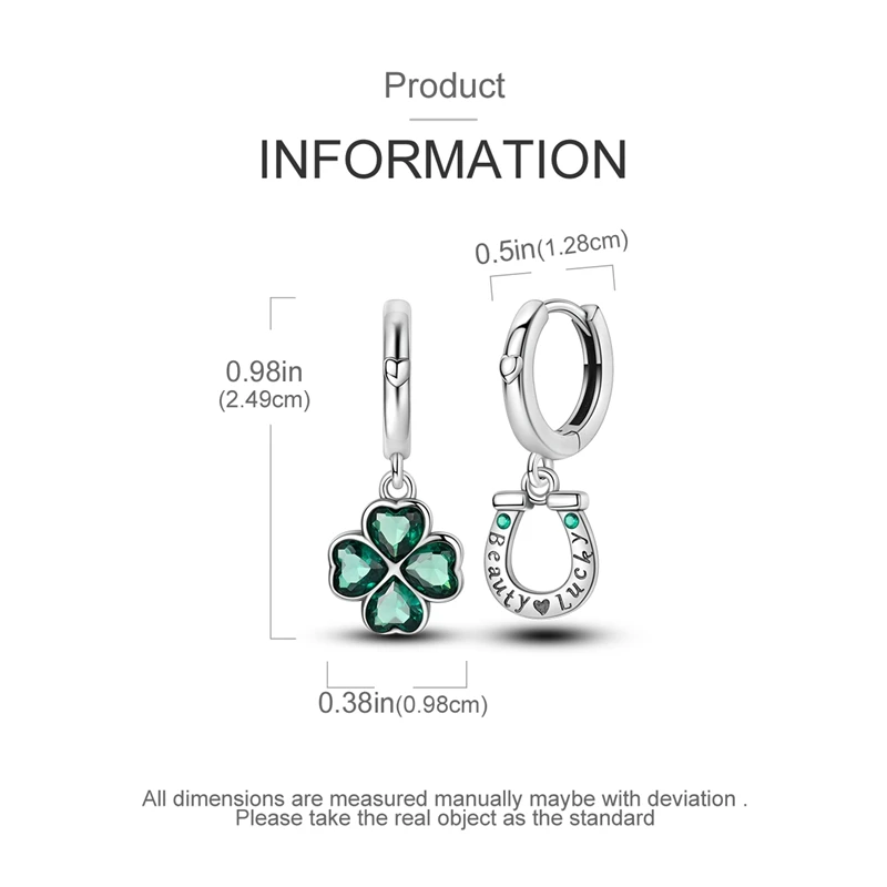 S2f76951725864ddd9a997adb1dd96c9c0 Original 925 Sterling Silver Green Clover Ladybug Earrings Women Zircon Ear Studs Hoop Earring Anniversary Jewelry Gift Mallzona