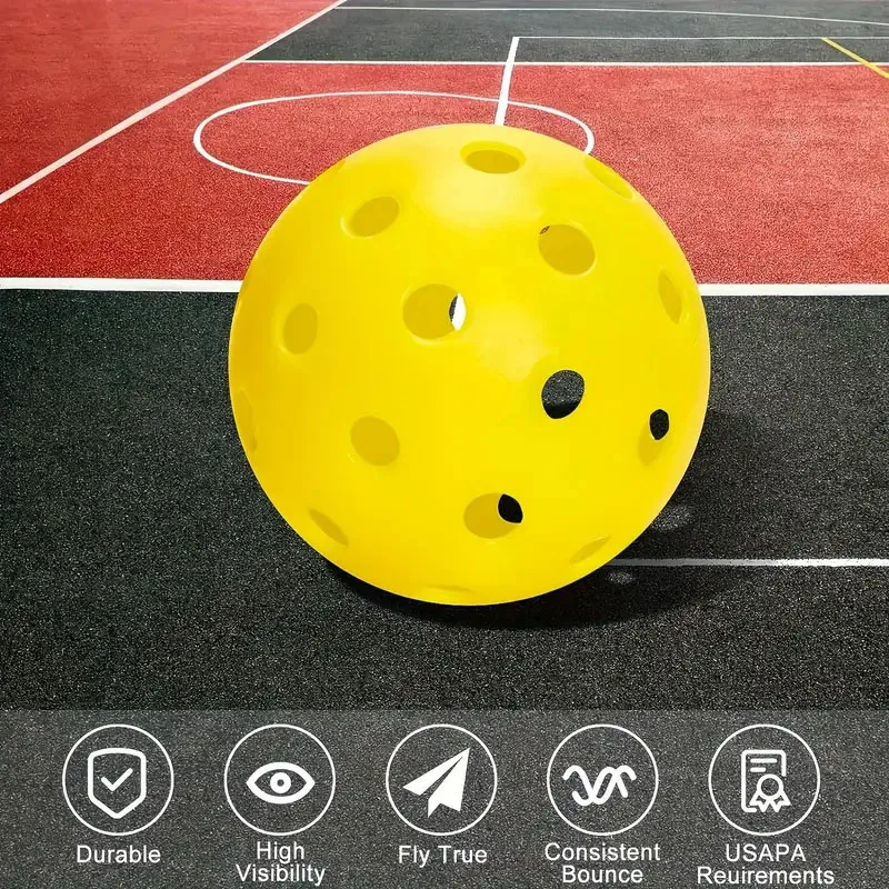 6pcs Outdoor Pickleball Balls 26 Holes 40 Holes for Competition Training