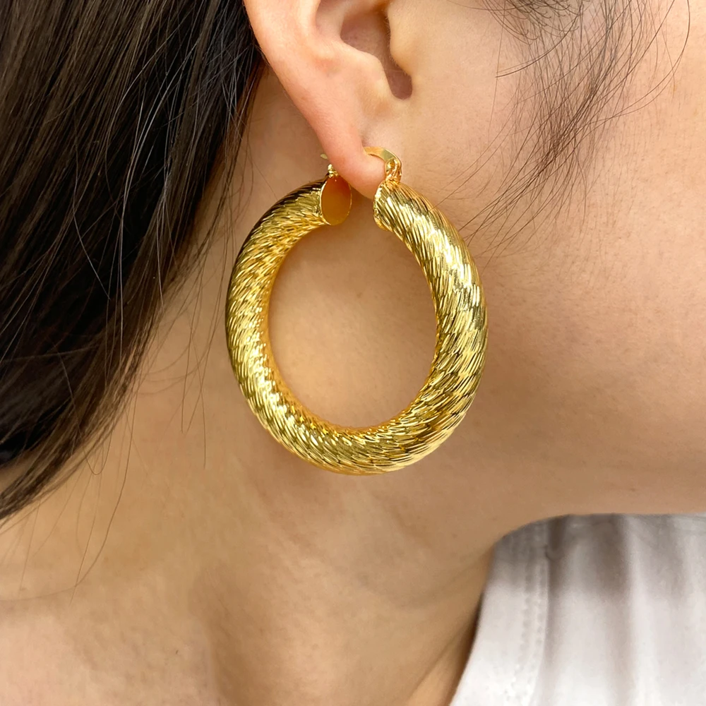 African Big Hoop Earrings For Women Large Round Thick Metal