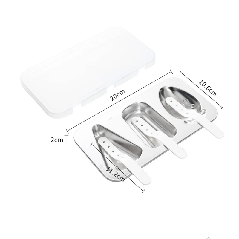 3 Holes Stainless Steel Ice Cream Mold DIY Chocolate Popsicle Moulds Candy Maker Gadgets Kitchen Party Supplies Ice Cube Tray