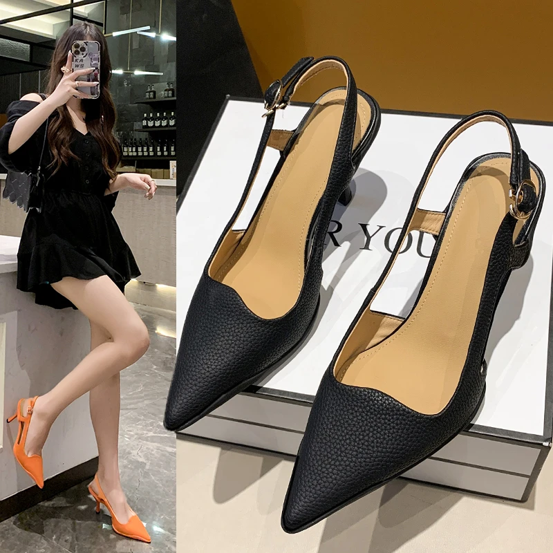 Women Summer New Sexy Simple Casual Temperament Sandals with Pointed Toe and Stilettos Women Shoes High Heel Sandalias De Mujer