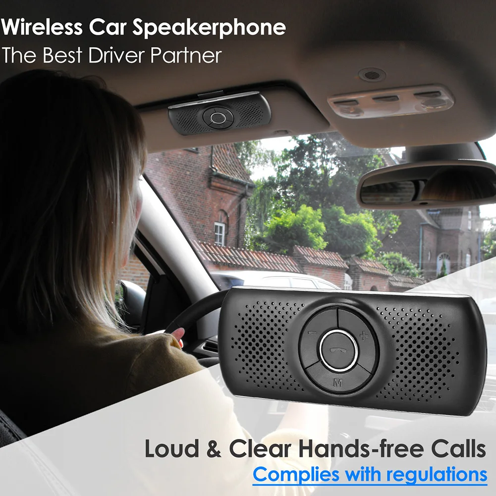 Wireless Bluetooth Car Kit Handsfree Speakerphone Sun Visor Phone Speaker Auto Bluetooth Music Player Audio Receiver Accessories