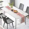 Happy Mother's Day Rose Flower Linen Table Runner Party Decor I Love Mom Kitchen Dining Table Runner Mother's Day Decorations 3