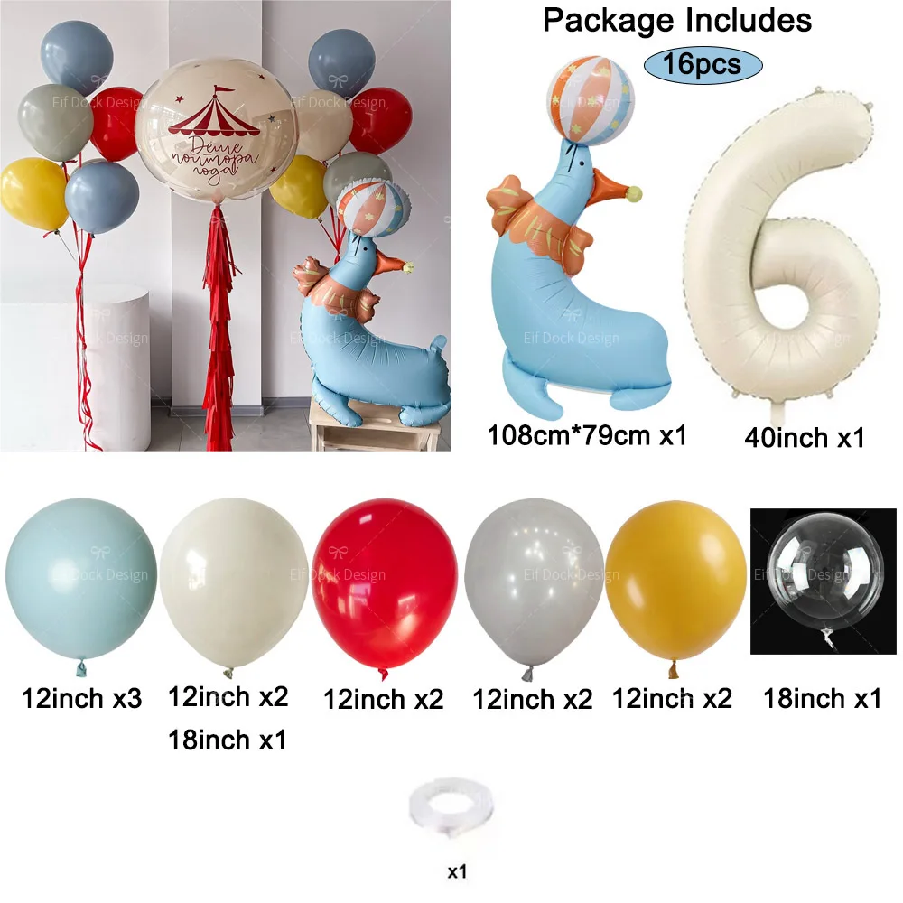 1 Set Zirkus-Clown-Themen-Folienballons, Cartoon-Akrobaten-Seelöwen-Ballon für Geburtstagsfeier, Jubiläumsdekoration, Partyzubehör – Detail 7