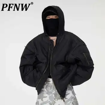 PFNW Autunno Inverno Marea Cappotto imbottito in cotone da uomo Silhouette Parka allentato Decostruzione Giacca in cotone ispessito con cappuccio 28W5449 1