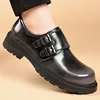 British Cowhide Platform Metal Buckle Leather Shoes for Men Designer Soft-soled Men's Wedding Shoes Fashion Business Shoe Male 3