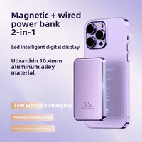 Ultra-thin aluminum alloy magnetic absorbing wireless power bank 5000mAh 10000mAh super fast charging 1