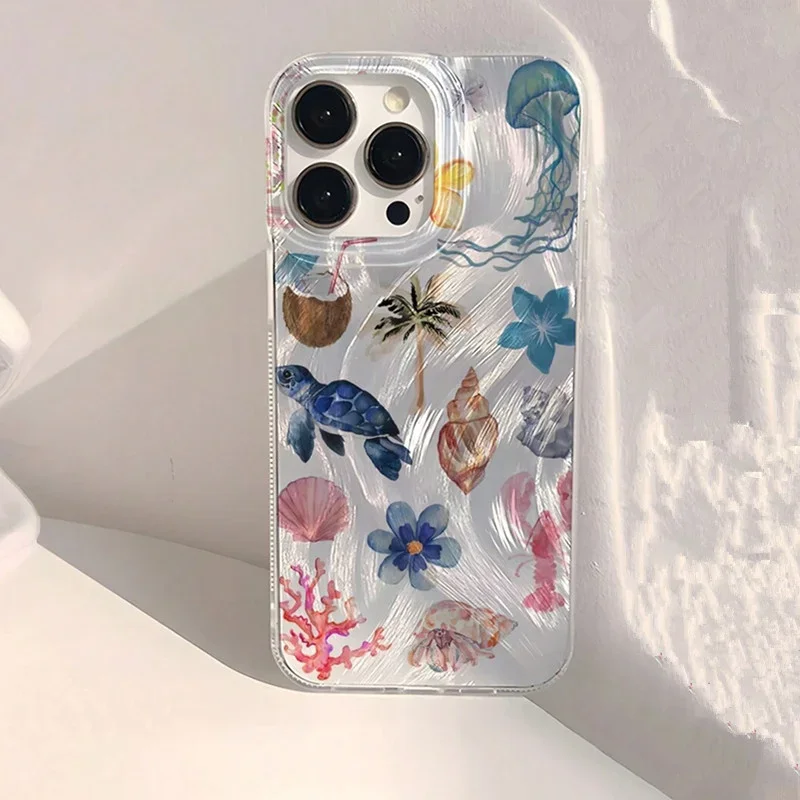 Ocean Whale and Starfish Design Shockproof Phone Case