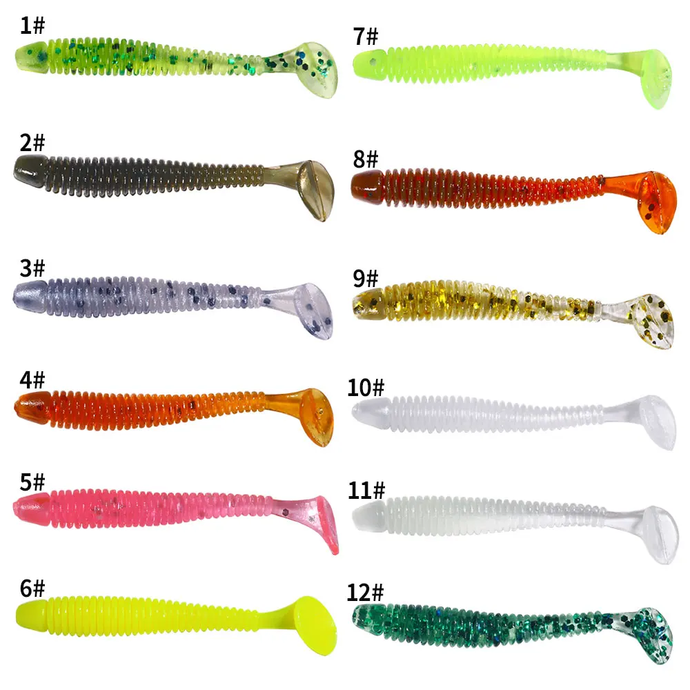 50pcs/pack Fishing Lure Soft Bait 50mm/0.6g T Tail soft Fish SwimBait soft  plastic worm bait Soft Lures Artificial Lures