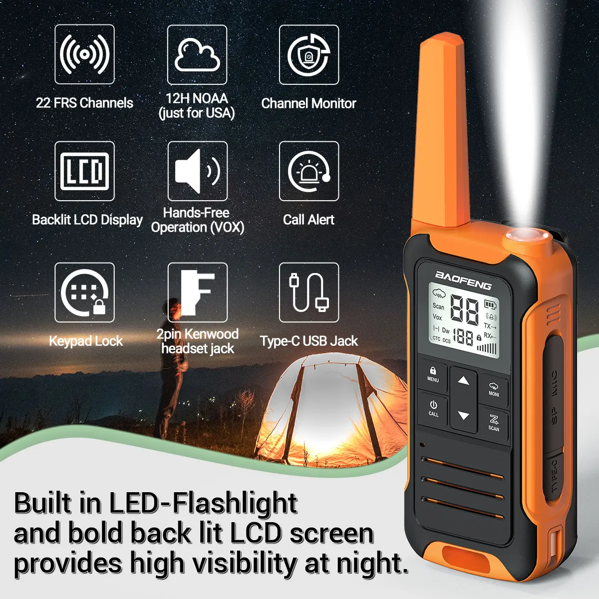 2PCS Baofeng F22 Walkie Talkie Portable Mini Communication Radio Profesional PMR446 /FRS Talkie Walkies Transceiver Radio 2
