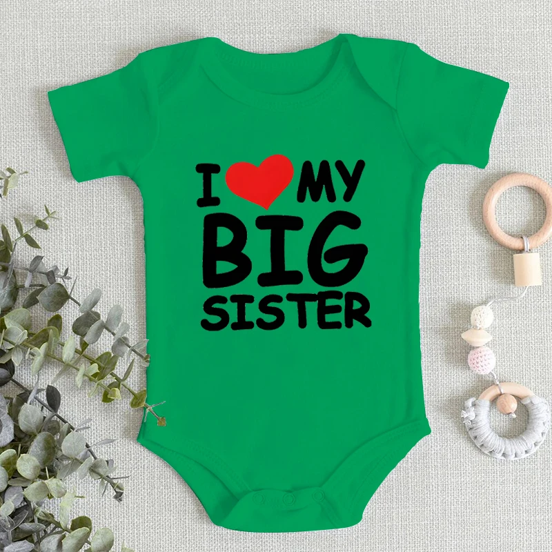 Cotton Newborn Clothes I Love My Big Sister Aesthetic Baby Boy Bodysuit Summer Casual Infant Girl Onesie