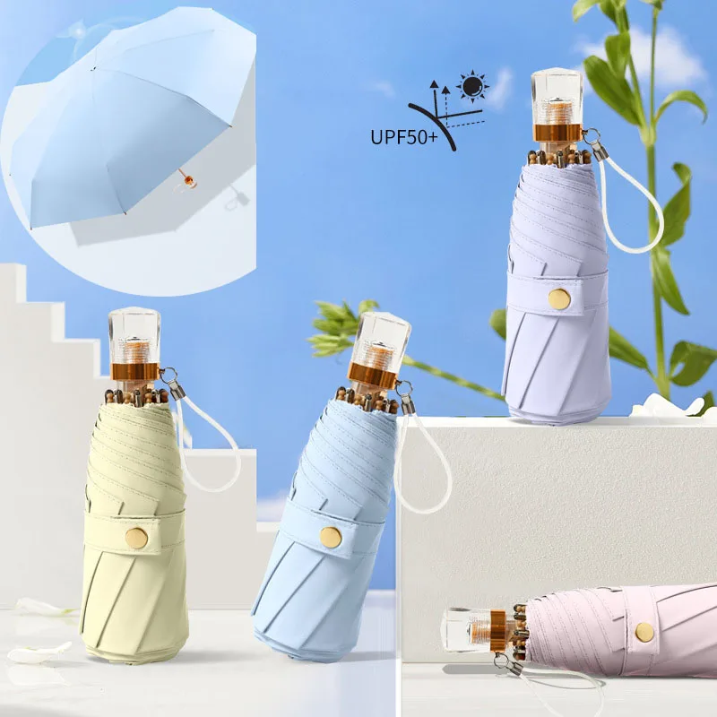 

New Cute Mini Umbrella For Women UV Summer Shade Umbrellas Portable Outdoor Pocket Sun Parasol Color Coating Umbrella For Girls