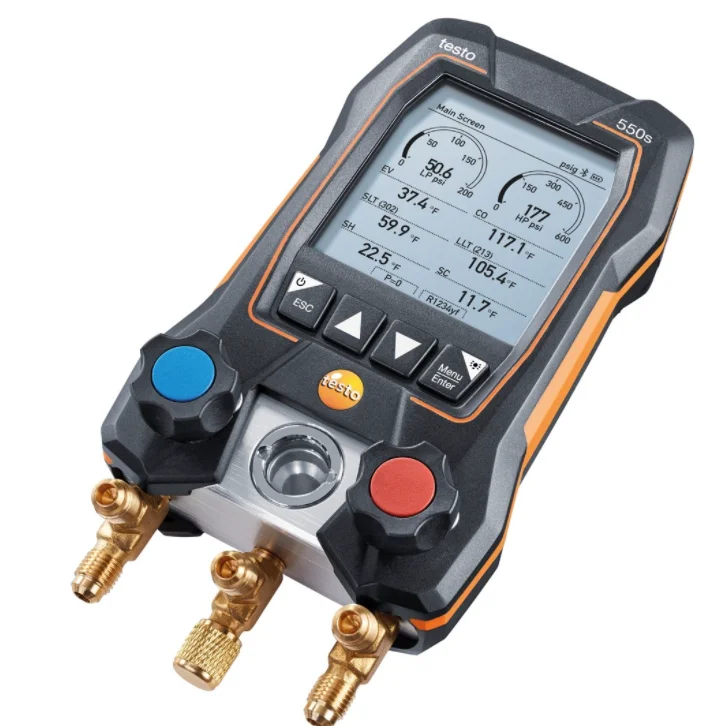 

Testo 550s Smart Kit Smart Digital Manifold Gauge With Wireless Clamp Temperature Probes