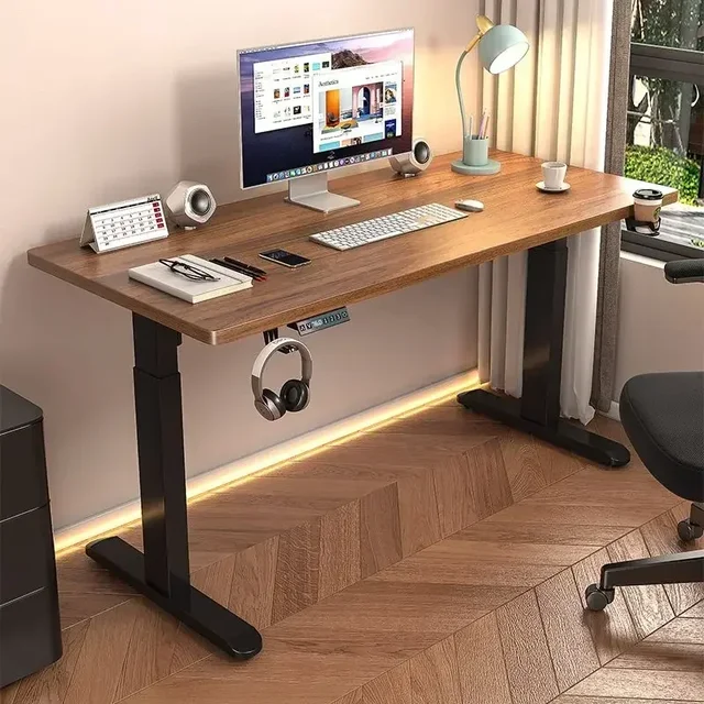 Solid Wood Electric Lifting Table Smart Computer Game E-sports Large White Student Study Table Lifting Table Desks Office