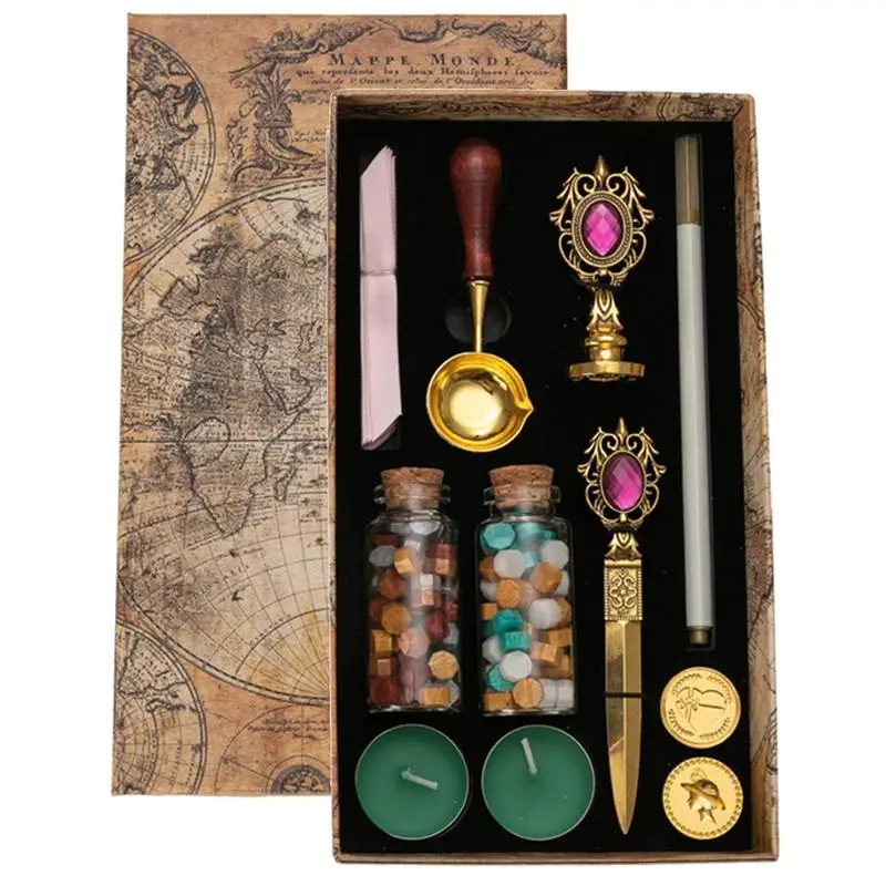 

Wax Seal Stamp Kit Paint Wax Fire Lacquer Kit And Stamp Non-Sticky Fire Lacquer Paint Set Wax Seal Stamp Hot Stamping Gift Box