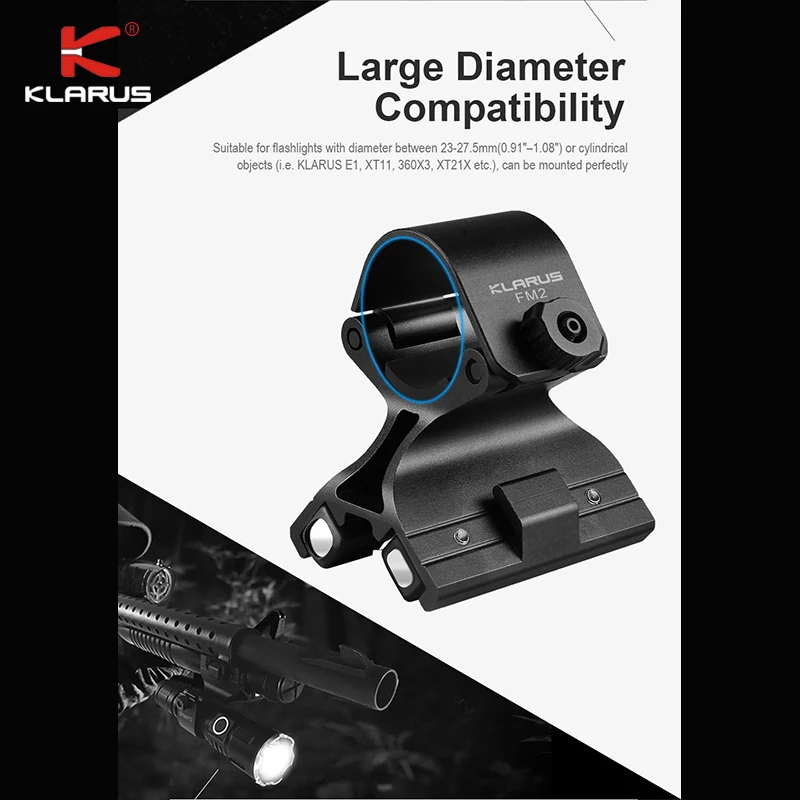 Magnetic KLARUS FM2 Multi-function Flashlight Mount Holder compatible with Torch Diameter Between 23-27.5mm