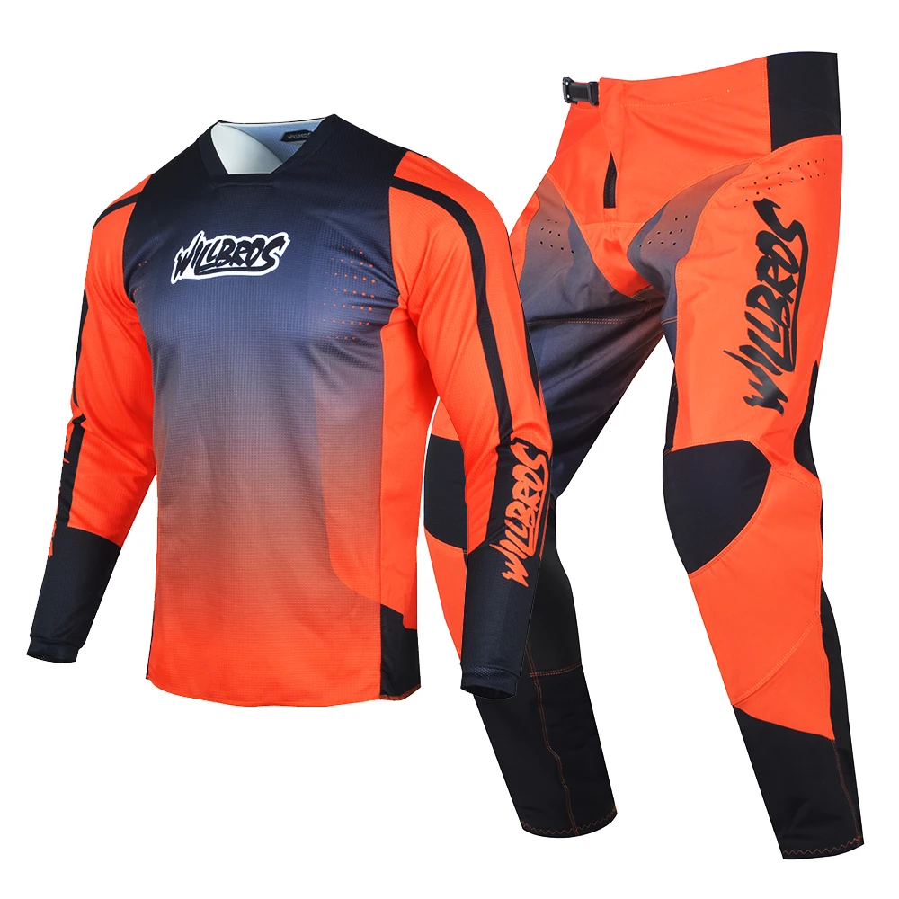 

Willbros MX Orange Jersey Pants Combo Motocross Offroad Dirt Bike BMX MTB Enduro Moto Gear Set Downhill Racing Suit