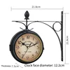 1 PCS Dual Face Paddington Wall Clock Black Outdoor Garden Decor Wall Clock Dia European Style Outside Bracket Retro Decoration 5