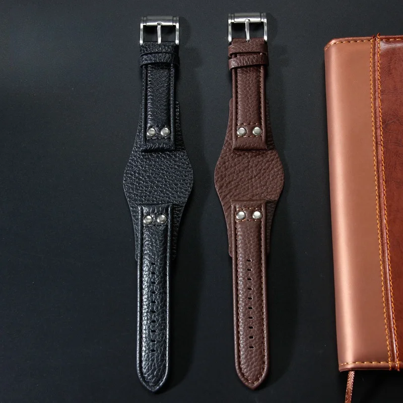 Men's Retro Style Genuine Leather Watch Strap, 22mm, Comfortable Wristband