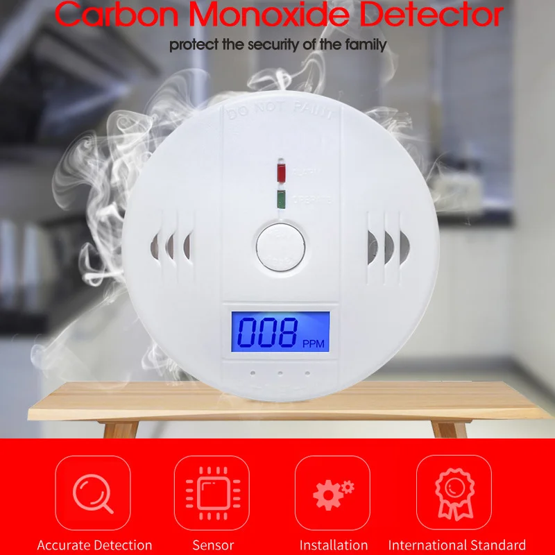 Carbon Monoxide Detector Sound And Light Alarm Household Leakage Indoor CO Coal Gas Smoke