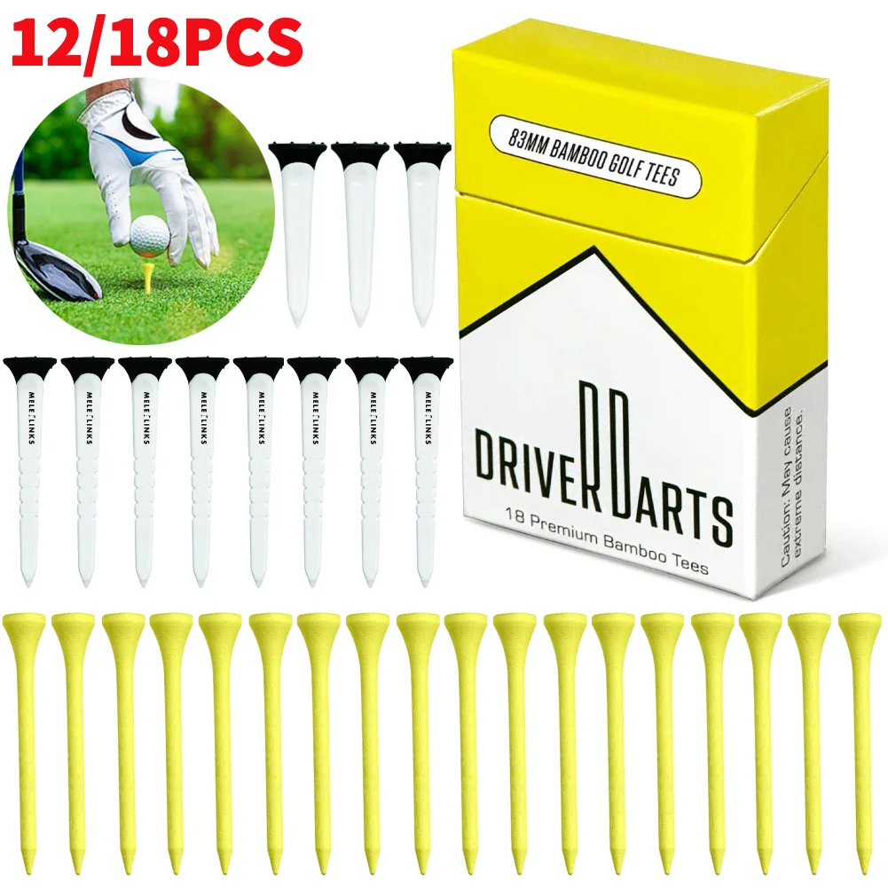 18-12pcs/box Premium 83/79/45mm Bamboo Golf Tees Golf Ball Holder More Stable Golf Tees Golf Accessories for Men