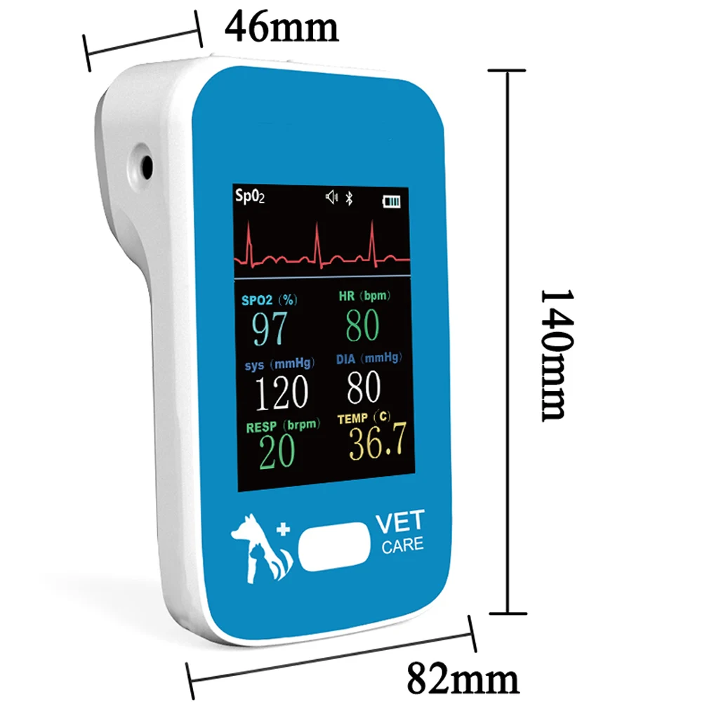 AM6200 Veterinary Handheld Vital Signs Monitor Animal Bluetooth APP Patient Monitor SpO2/HR/Temp/ECG/RR/NIBP Medical Equipment