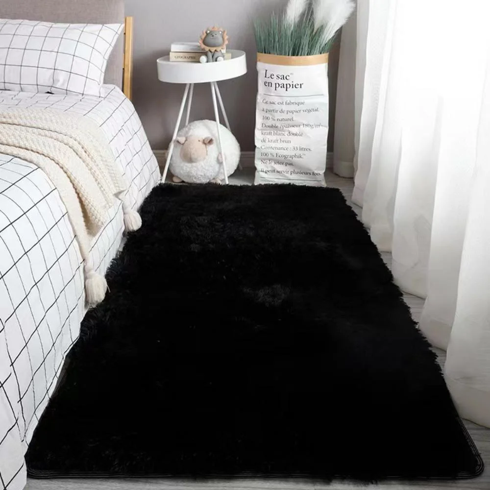Silk Plush Carpet Tie Dye Gradient Living Room Coffee Table Mat Bedroom Bedside Solid Color