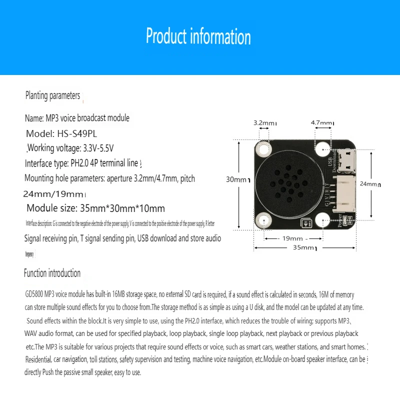 Intelligent Voice Music Playback Module with Programming Support