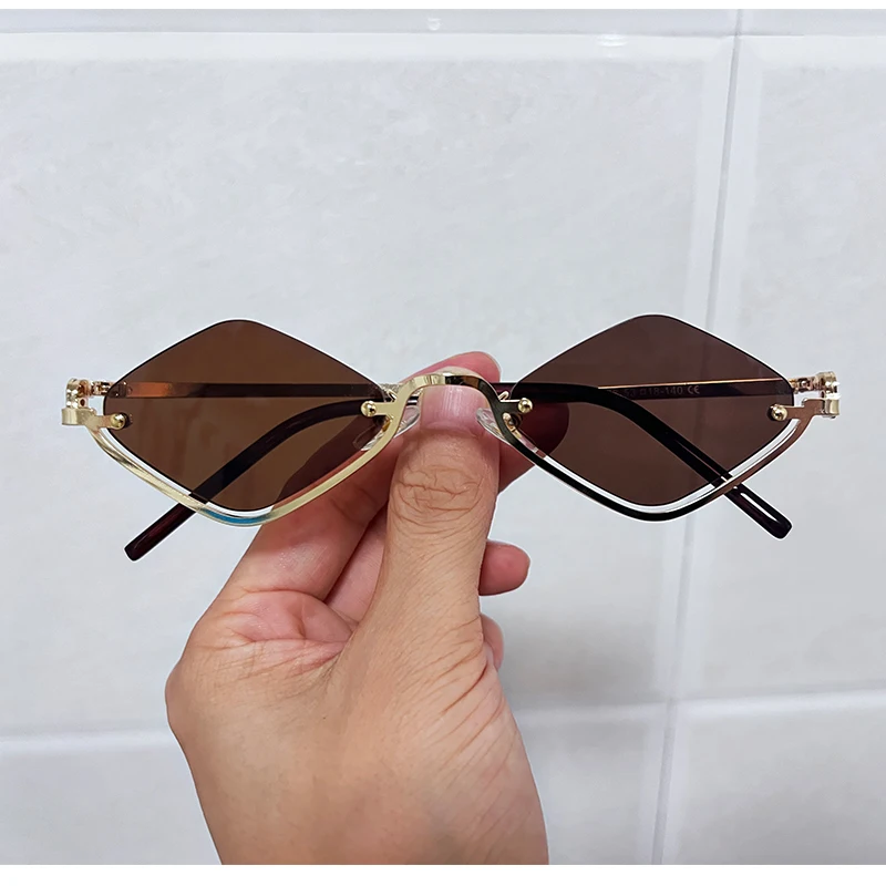 Fashion Small Polygonal Sunglasses Women Luxury Brand Metal Half Frame Sun Glasses Ladies Hipster sexy Cat Eye Shades Vintage Best Sellers In Accessories