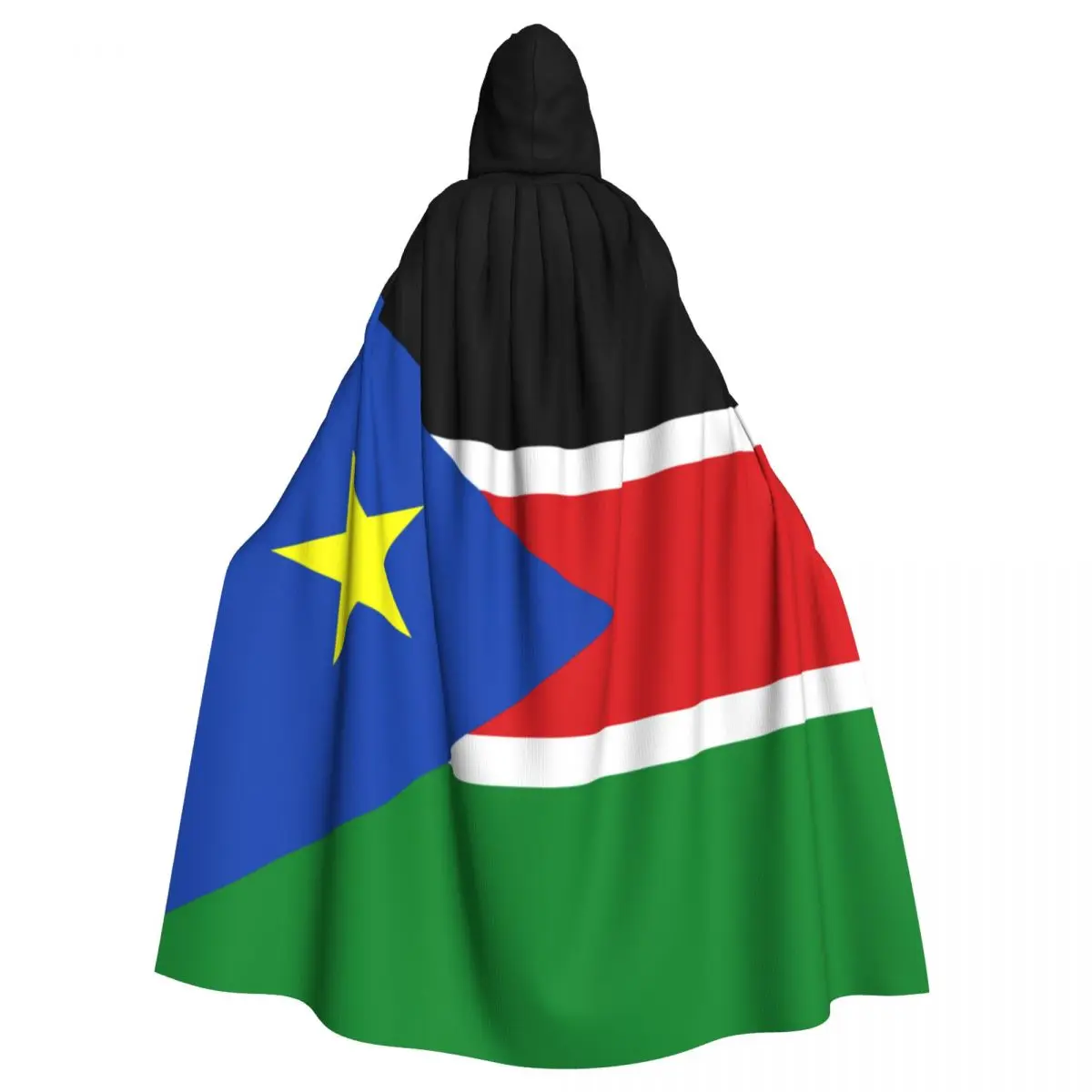 

South Sudan Flag Adult Cloak Cape Hooded Medieval Costume Witch Wicca Elf Purim Carnival Party