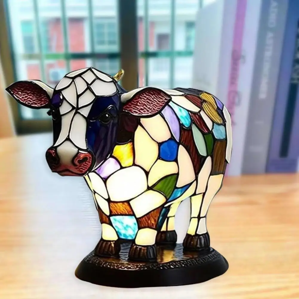 

Warm Lamp Colorful Cow Table Lamp Usb Operated Night Light for Room Bedroom Desk Decoration Resin Dairy Cattle Design Gift