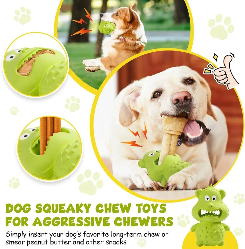 Dog Toys Tyre Natural Rubber Squeaks Strong Durable Pulling