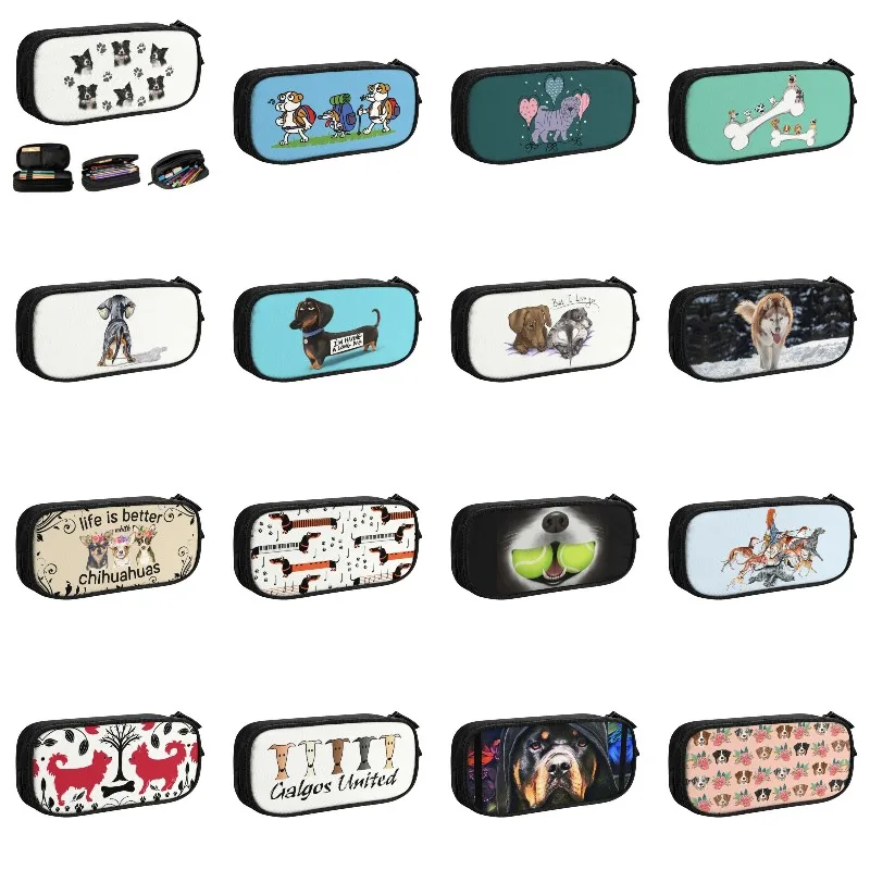 

Border Collie Pencil Cases for Boy Girl Large Storage Cute Dog Pen Box Bag School Accessories